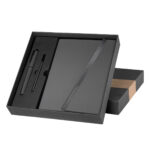 HL 9041 G - SET DE LIBRETA JINSEI GRIS (GRIS - CURPIEL Y METAL LIBRETA - ACERO INOXIDABLE BOLIGRAFO)