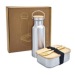 SET DE LONCHERA Y TERMO PLATA KTC 201 S (ACERO INOXIDABLE - BAMBÚ) - Imagen 4