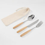 KTC 710 BE - SET DE CUBIERTOS TOMMER (BEIGE - CANVAS - ACERO INOXIDABLE - MADERA)