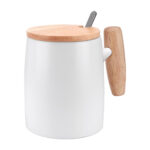 TAZA MALI BLANCO TAZ 045 B (PORCELANA - MADERA - ACERO INOXIDABLE)