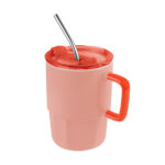 TAZ 067 O - TAZA CORALINE NARANJA (NARANJA - CERAMICA - PLASTICO - ACERO INOXIDABLE)