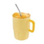 TAZ 067 Y - TAZA CORALINE AMARILLO (AMARILLO - CERAMICA - PLASTICO - ACERO INOXIDABLE)