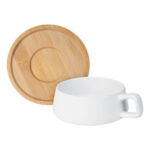 TAZ 070 B - TAZA WUHAN BLANCO (BLANCO - CERAMICA - BAMBU) - Imagen 2