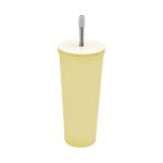 TERMO METÁLICO CON POPOTE AMARILLO PASTEL TMPS 149 YP (ACERO INOXIDABLE - PLÁSTICO - SILICÓN)